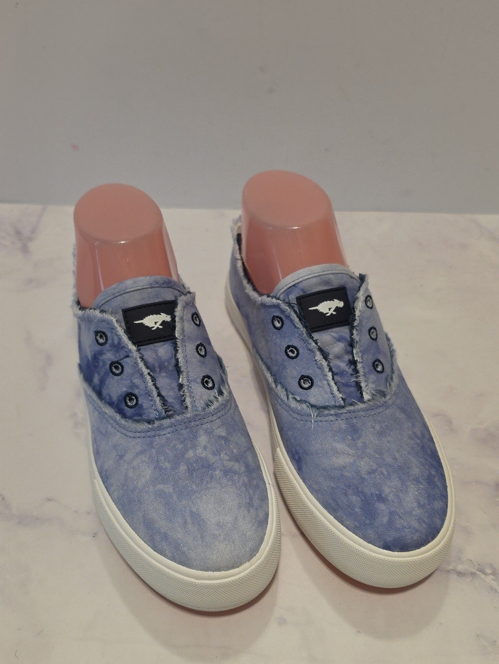 Rocket Dog Blue Washed Slip-On Sneakers with White Soles